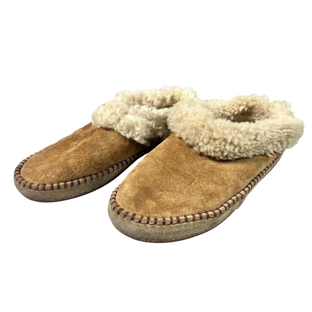 UGG Wrin Chestnut Suede Sheepskin Slippers Womens Size 9 Slip On Scuff Mules